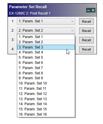 Parameter Set Recall
