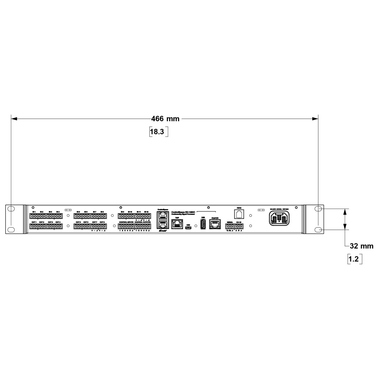 Processeur de son de conférence ControlSpace EX-1280C Arrière