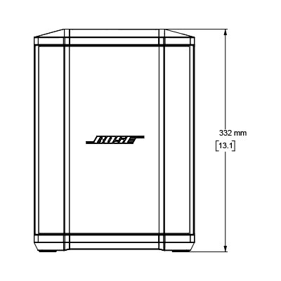 Bose S1 Pro Portable Bluetooth® Speaker System Front view Mechanical diagram