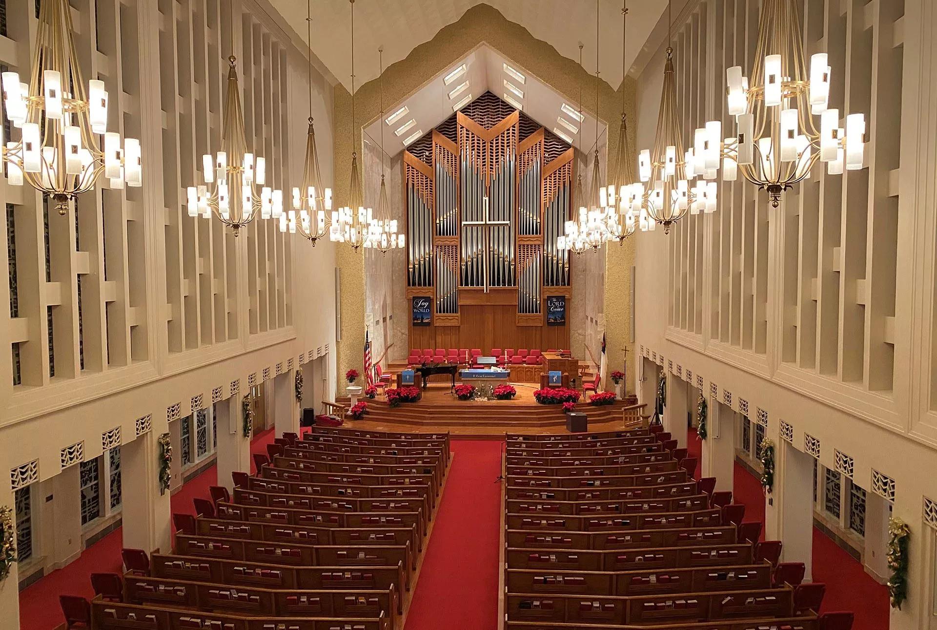 Das Innere der Moody Methodist Church