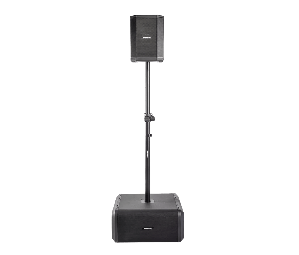 Bose Professional Sub1/Sub2 Adjustable Speaker Pole, zostava s reproduktorom S1 Pro na subwooferi