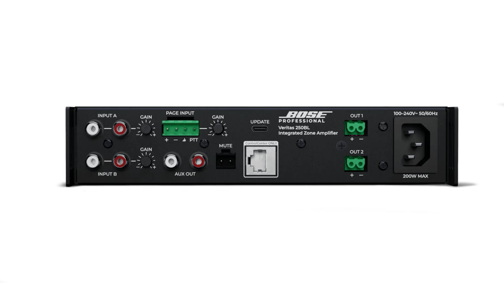 Bose Professional VERITAS 250BL, zadný panel s konektormi