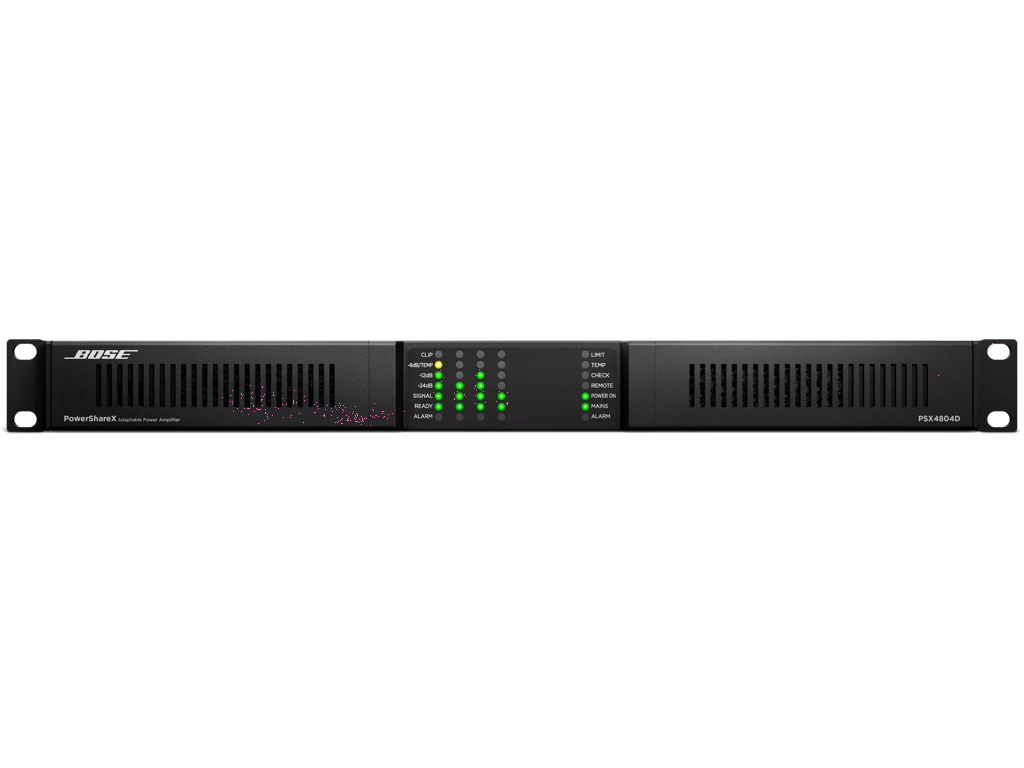 Bose Professional PowerShareX PSX4804D, 1U rackový zosilňovač, pohľad spredu
