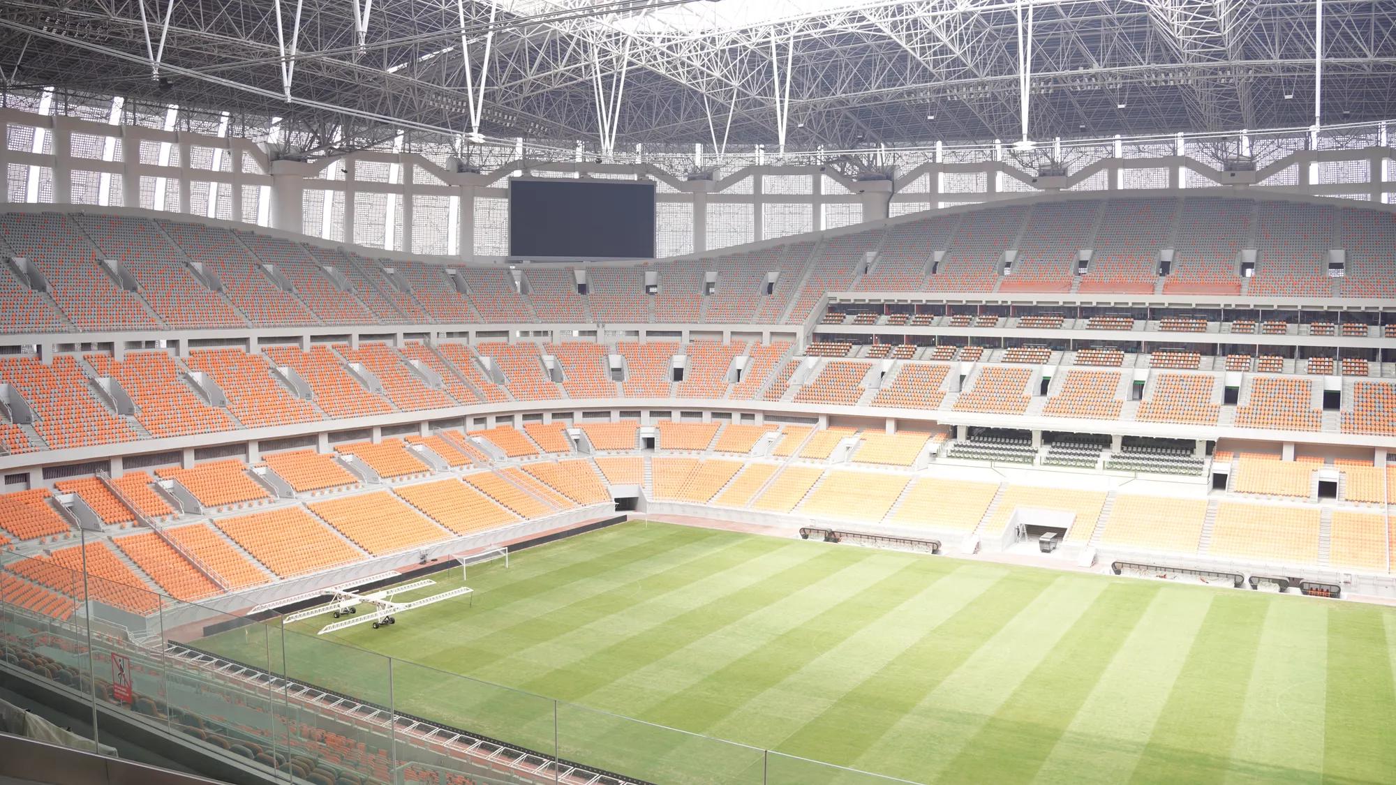 Empty stadium with screen