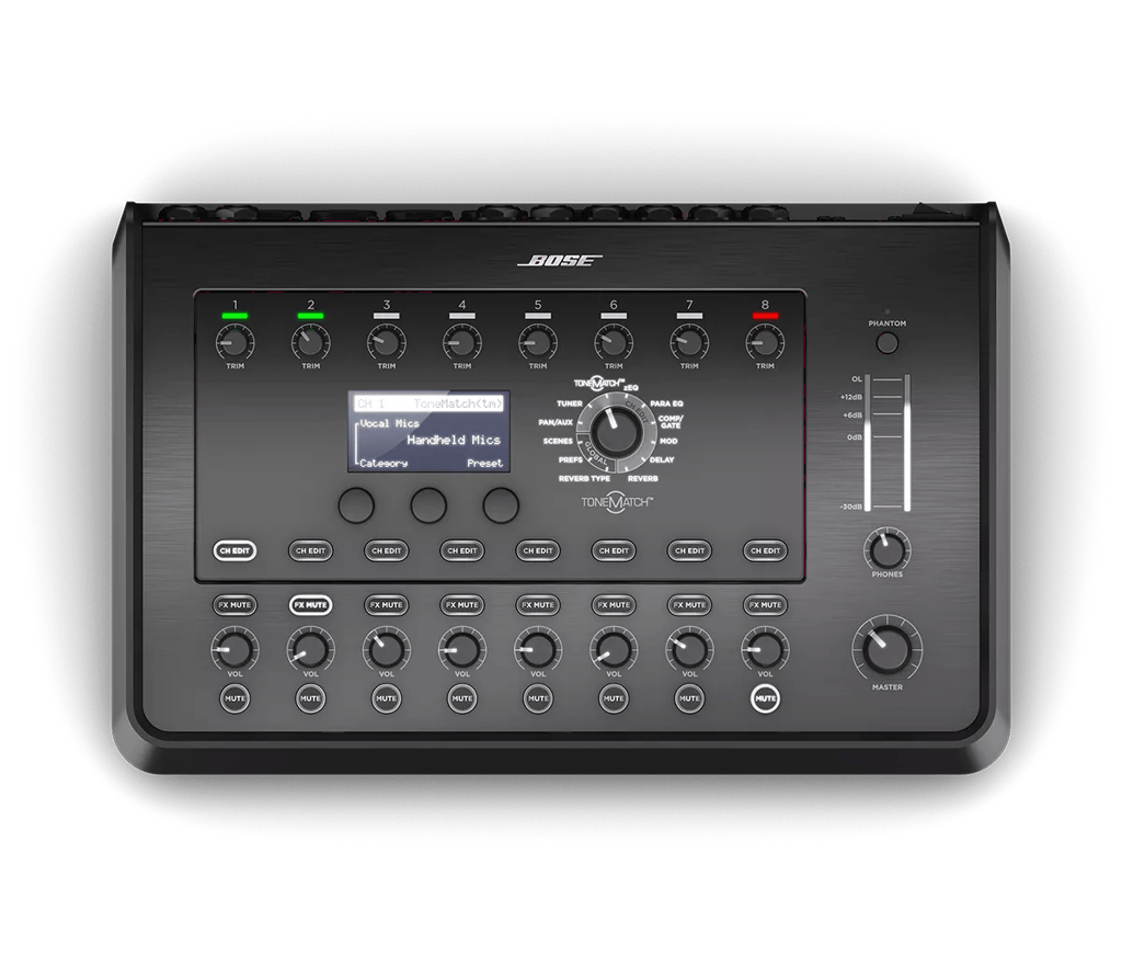 Bose Professional T8S ToneMatch mixážny pult, pohľad zhora