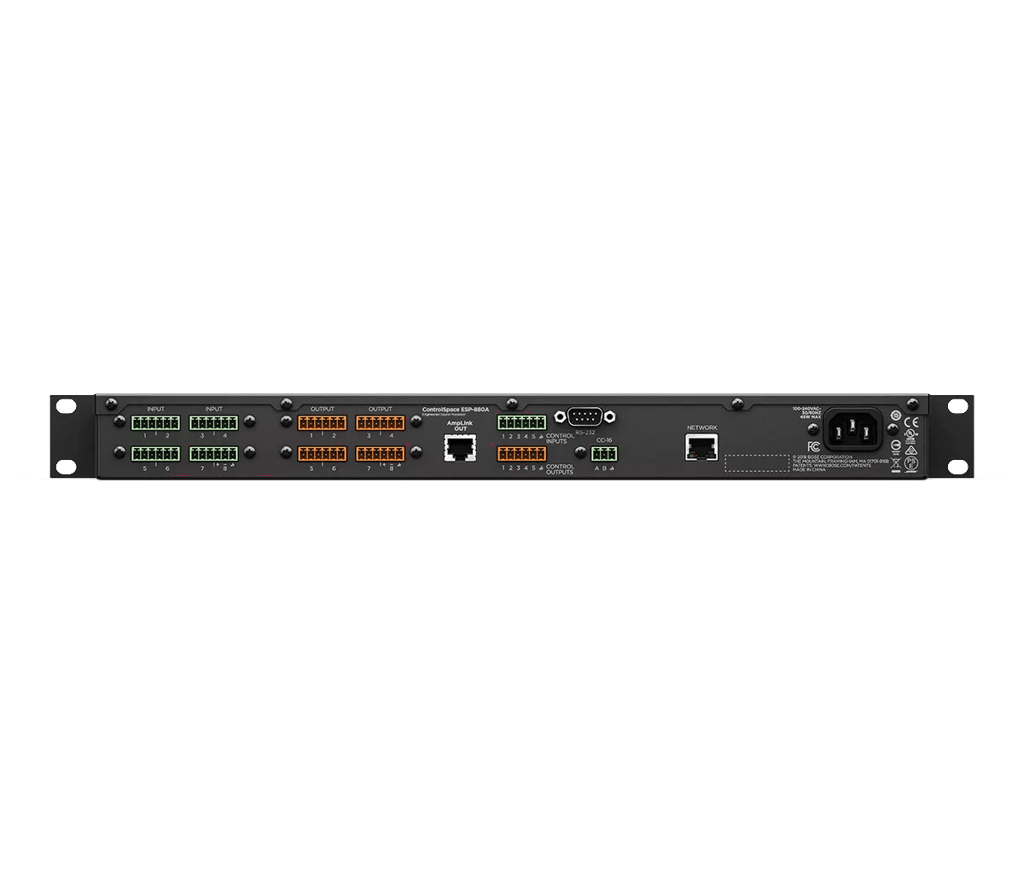 Bose Professional ControlSpace ESP-880A, zadný panel s konektormi