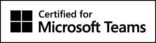 Logo &quot;Zertifiziert für Microsoft Teams&quot;.