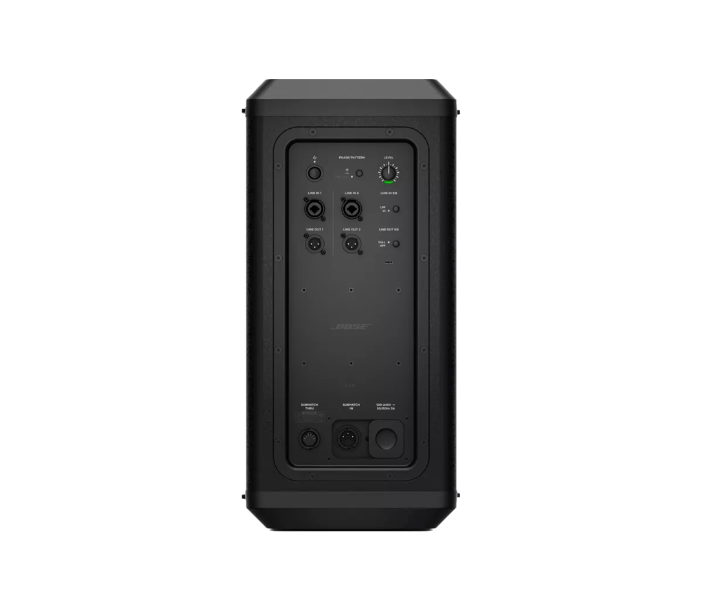 Bose Professional Sub1, detail zadného panela s ovládaním a konektormi