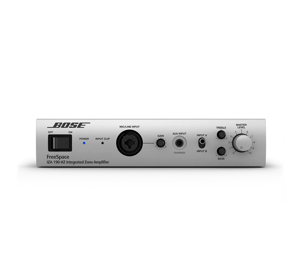 Bose Professional FreeSpace IZA 190-HZ, pohľad na predný panel s ovládačmi