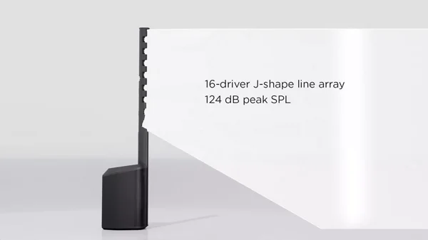 16-driver J-shape line array 124 dB peak SPL